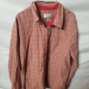 CJ Banks Red and Tan Plaid Button-Down Shirt